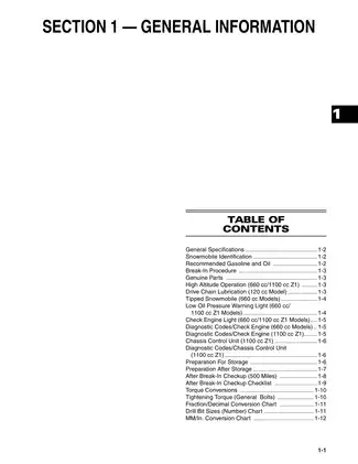 2007 Arctic Cat 660, 120, 1100 cc Z1 Turbo snowmobile repair manual Preview image 1