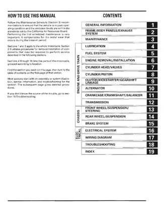 Comprehensive Honda Motorcycle Service Manual (Year: '96-'97) Preview image 2