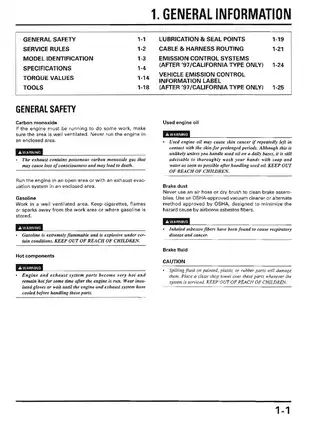 Comprehensive Honda Motorcycle Service Manual (Year: '96-'97) Preview image 4