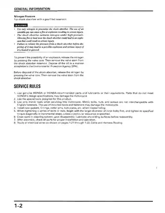 Comprehensive Honda Motorcycle Service Manual (Year: '96-'97) Preview image 5