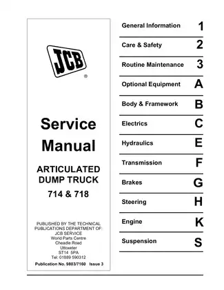 JCB Articulated Dump Truck Service Manual - Models 714 & 718