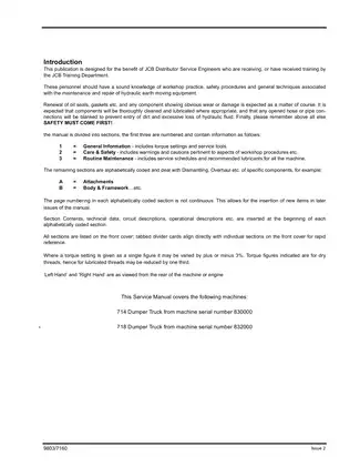 JCB Articulated Dump Truck Service Manual - Models 714 & 718 Preview image 2