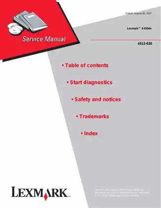 Lexmark E450DN laser printer service manual Preview image 1
