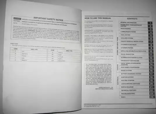 Comprehensive Service Manual for Honda FES250 Scooter Preview image 2