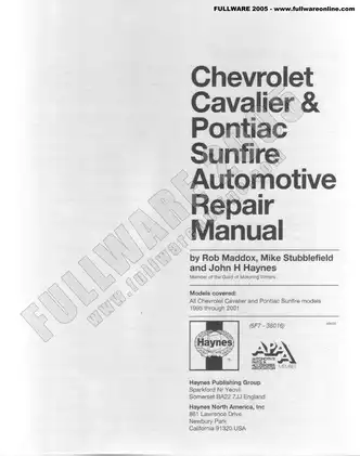 Chevrolet Cavalier & Pontiac Sunfire Automotive Repair Manual (1995-2001) Preview image 2