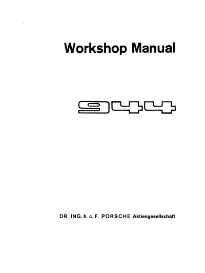 1982–1991 Porsche 944 Workshop Manual (P/N WKD 481 821)