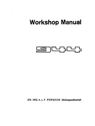 Porsche 944 S Workshop Manual - Comprehensive Guide & Troubleshooting