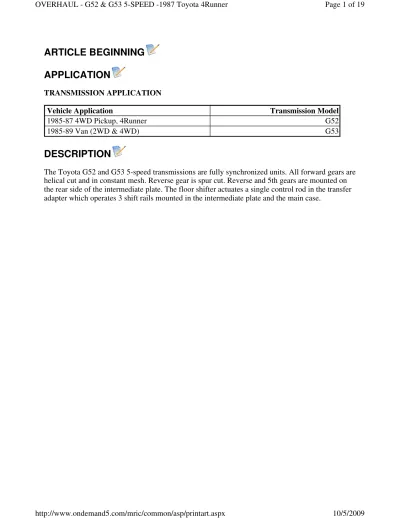 1984–1989 Toyota 4Runner Manual Factory Service Manual