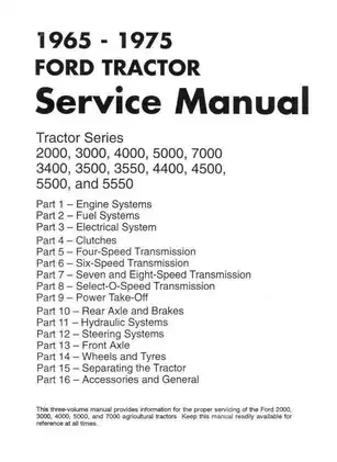 1962-1975 Ford Tractor 2000, 3000, 4000, 5000, 7000 3400, 3500, 3550, 4400, 4500, 5500, 5550 service manual
