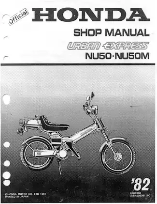 1982-1984 Honda Urban Express NU50, NU50M shop manual Preview image 1