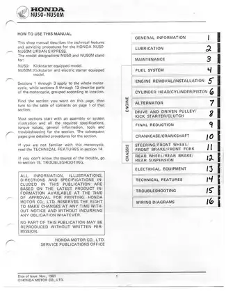 Honda NU50-NU50M Service Manual - Comprehensive Workshop Guide Preview image 3