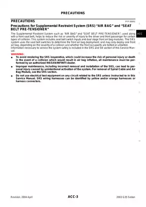 2003 Infiniti G35 service manual Preview image 3