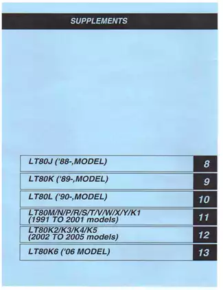Suzuki LT80 ATV Service Manual (1988-2006) - Complete Repair and Maintenance Guide Preview image 5