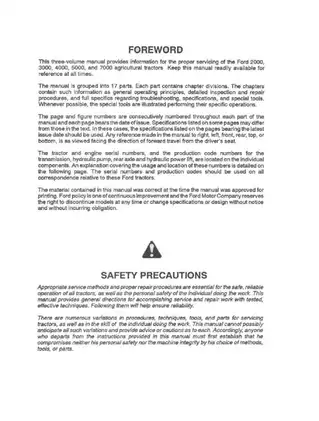Ford Tractor 7000 Service Manual (1965-1975) - Comprehensive Guide for Maintenance and Repair Preview image 2