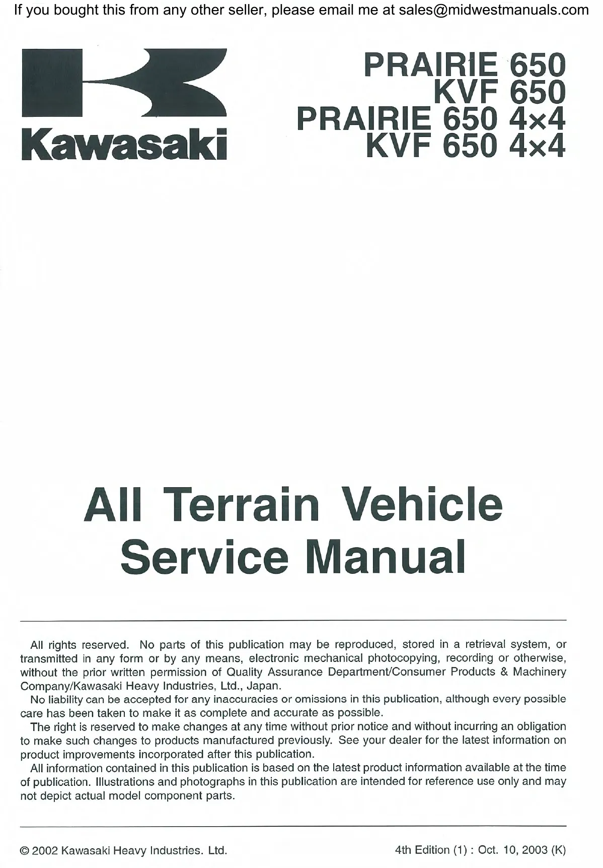 2002-2003 Kawasaki Prairie 650 KVF 650 Service Manual - Expert Repair Guide Preview image 5