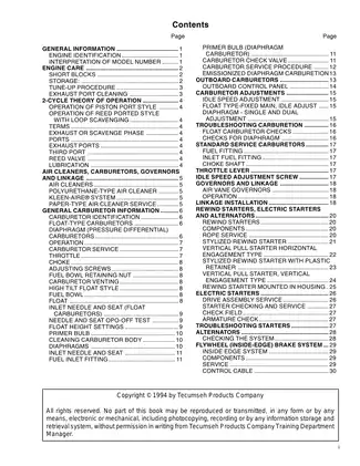 Tecumseh Craftsman, AH520, AH600, AV520, AV600, HSK600, TVS600, Craftsman 200 series engine technicans handbook Preview image 2