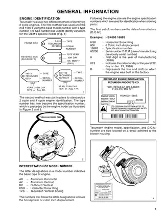 Tecumseh Craftsman, AH520, AH600, AV520, AV600, HSK600, TVS600, Craftsman 200 series engine technicans handbook Preview image 4