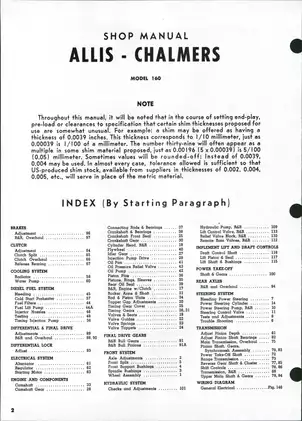 1970-1975 Allis Chalmers™ 160 tractor shop manual