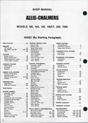 1967-1981 Allis Chalmers™ 180, 185, 190, 190XT, 200, 7000 tractor shop manual Preview image 1