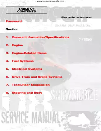 2007-2008 Arctic Cat Crossfire, Panther, Bearcat Snopro, F5, F570, F6, F8, M6, M8 snowmobile service manual Preview image 2