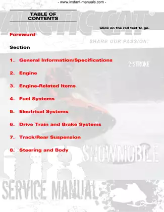 2008 Arctic Cat 2-Stroke Snowmobile Service Manual Preview image 2