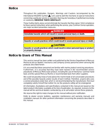 Mercury MerCruiser 5.0L & 6.2L MPI Service Manual Preview image 2