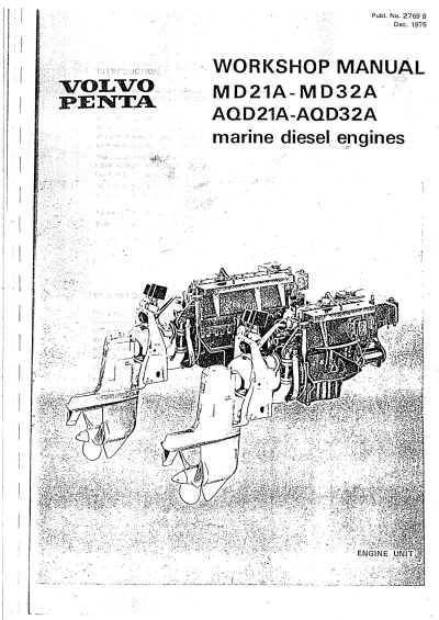 Volvo Penta MD21A, MD32A, AQD21A, AQD32A Workshop Manual (P/N 2769 B) – preview page 1