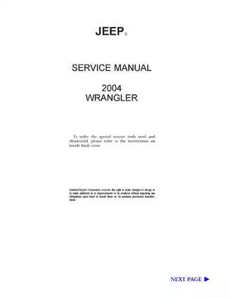 2004 Jeep Wrangler Service Manual - Comprehensive Guide Preview image 2