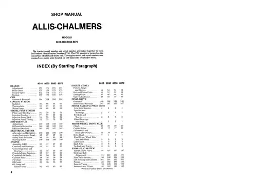 1982-1985 Allis Chalmers™ 8010, 8030, 8050, 8070 tractor manual