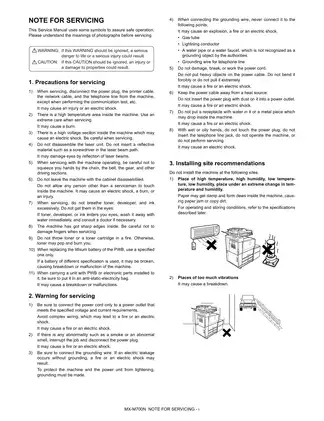 Sharp MX-M550N/M550U, MX-M620N/M620U, MX-M700N/M700U service manual Preview image 4