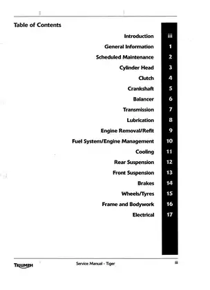 Triumph Tiger Motorcycle Service Manual (2006) - Comprehensive Repair and Maintenance Guide Preview image 3