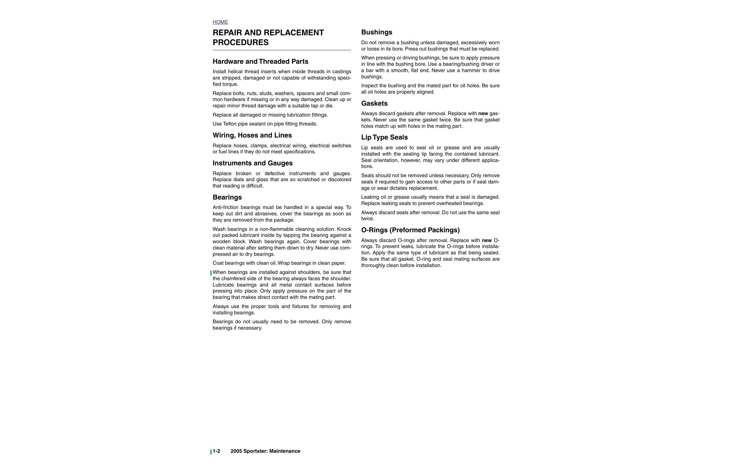 2005 Harley-Davidson XL 883 L Sportster Low Rider, XL 883 C Sportster Custom, XL 883 Sportster, XL 1200 R Sportster Roadster, XL 1200 C Sportster Custom service manual Preview image 2