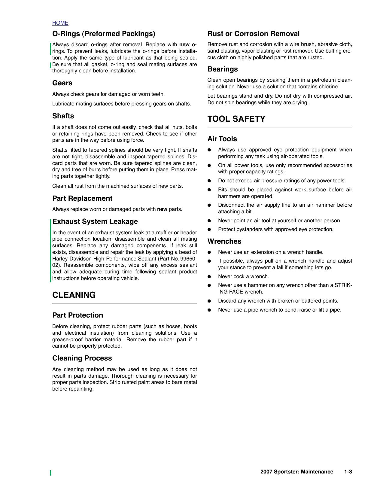 2007 Harley-Davidson Sportster XL 883R,  XL 883L, XL 883C, XL 883, XL 1200R, XL 1200L, XL 1200C service manual Preview image 3