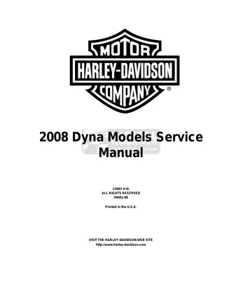 2008 Harley-Davidson FXDC Dyna Super Glide Custom, FXD Dyna Super Glide, FXDL Dyna Low Rider, FXDWG Wide Glide, FXDB Street Bob, FXDF Fat Bob, FXDSE2 Screamin Eagle Dyna service manual Preview image 3