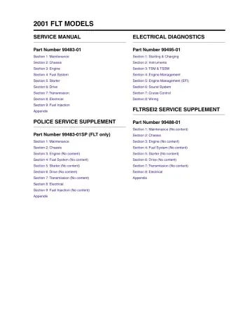 Preview: 2001 Harley-Davidson Touring FLT Service & Repair Manual (P/N 99483-01)