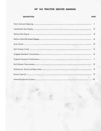 Massey Ferguson MF 150, 165 & 175 Tractor Steering Pump Service Manual Preview image 3