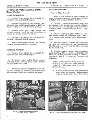 Massey Ferguson MF 150, 165 & 175 Tractor Steering Pump Service Manual Preview image 5