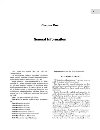 1997-2002 Yamaha Snowmobile Service and Repair Manual Preview image 1