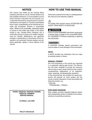 Yamaha PZ50 Series Snowmobile Service Manual (2006 Edition) Preview image 3