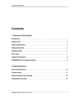 Perkins Phaser/1000 Series Workshop Manual - Detailed Service Guide for Diesel Engines Preview image 3
