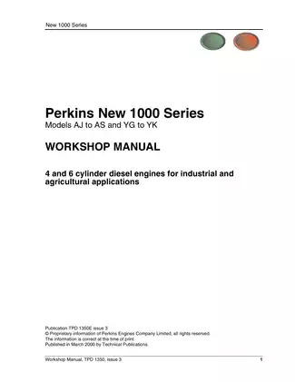 Perkins New 1000 Series Workshop Manual - Comprehensive Diesel Engine Maintenance Guide