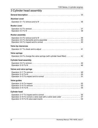 Perkins 1100 Series 4 Cylinder Diesel Engine Workshop Manual Preview image 4
