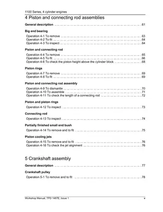 Perkins 1100 Series 4 Cylinder Diesel Engine Workshop Manual Preview image 5