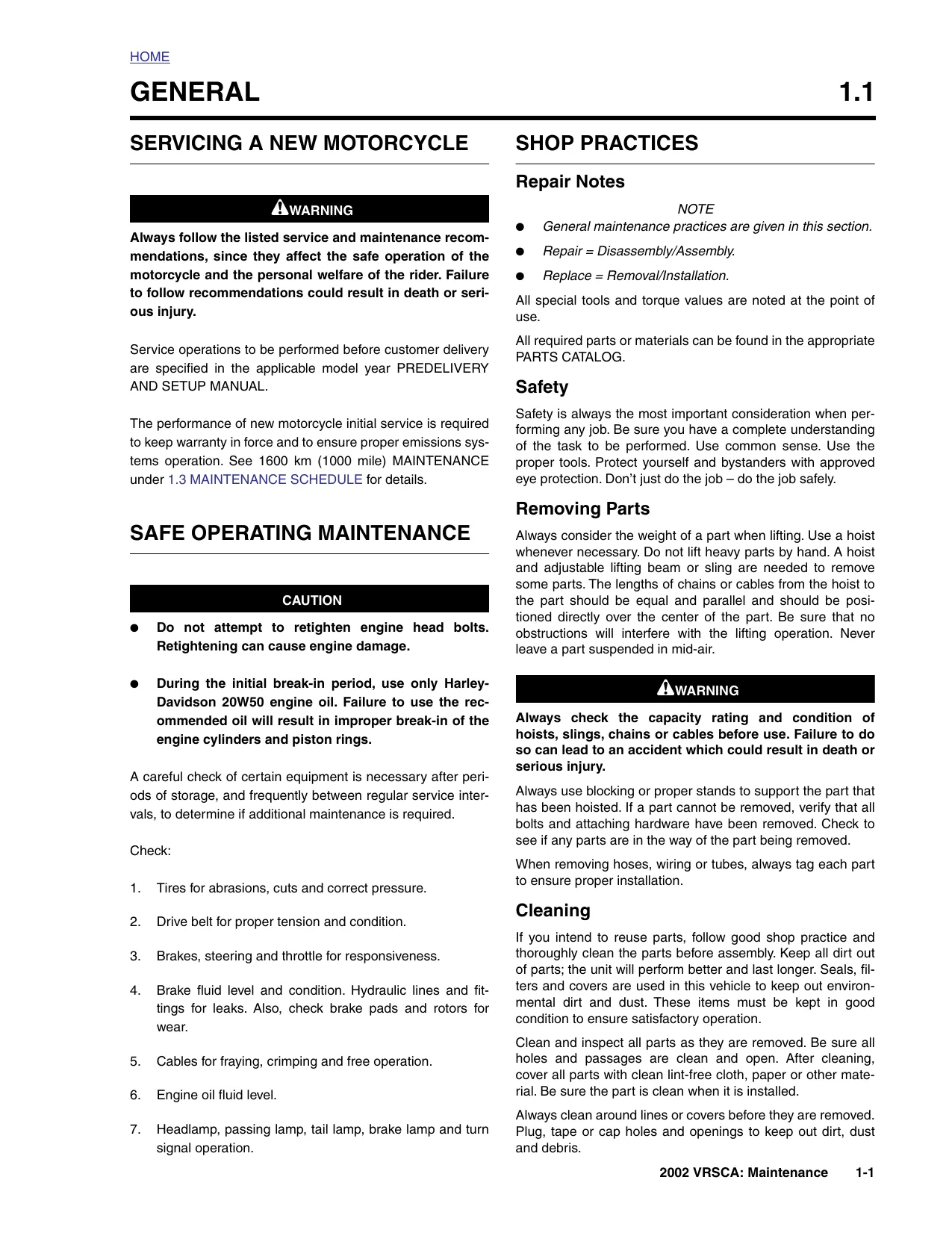 2002 Harley Davidson V-ROD VRSCA service manual
