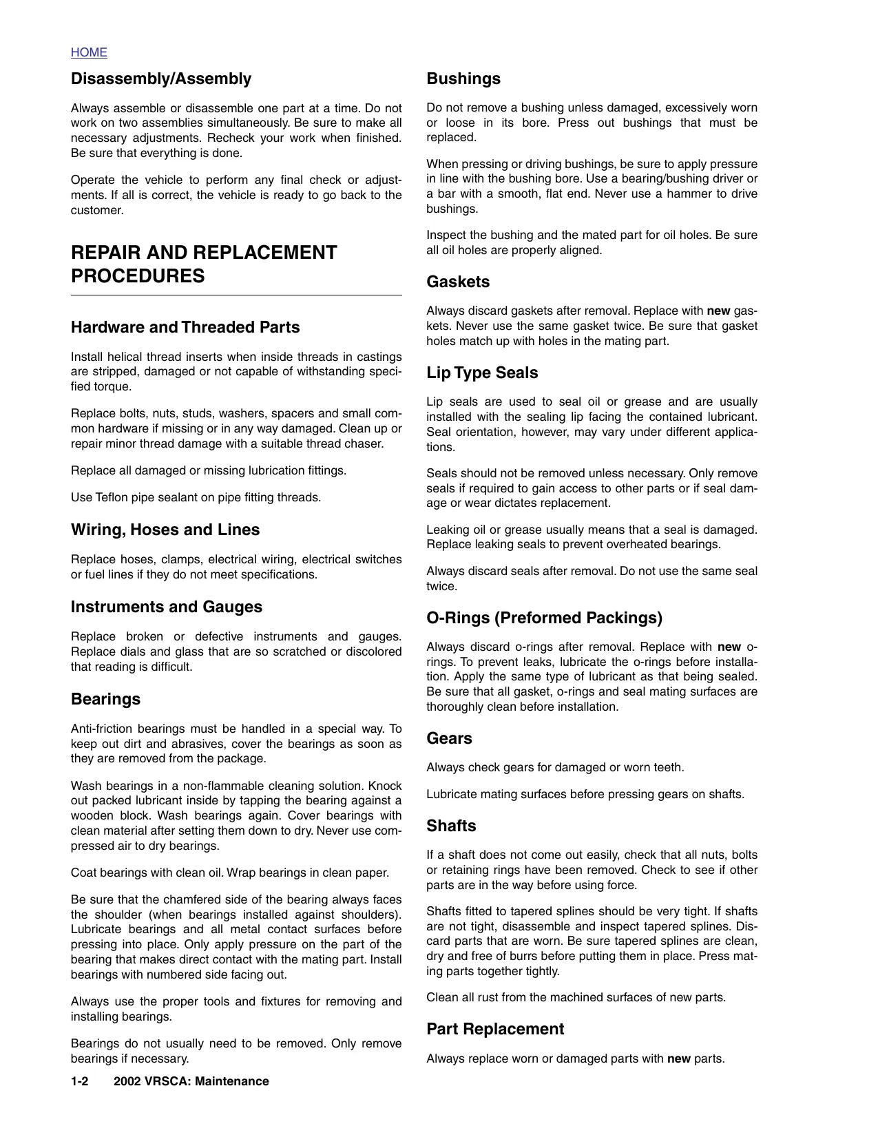 2002 Harley Davidson V-ROD VRSCA service manual Preview image 2
