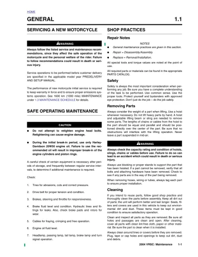Preview: 2004 Harley-Davidson VRSC Service Manual (P/N 99501-04)