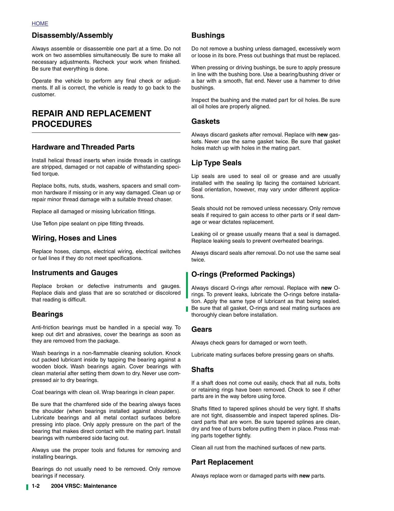 Harley Davidson 2004 Harley-Davidson V-ROD, VRSCA, VRSCB service manual manual preview page 2 - thumbnail