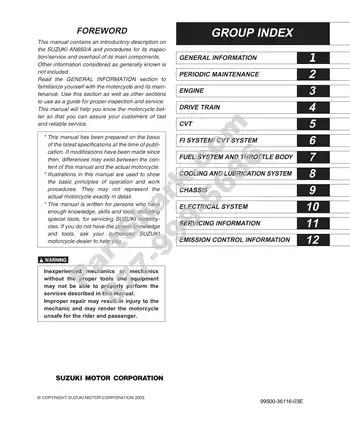 2003-2009 Suzuki AN 650, Burgman 650 repair manual Preview image 1