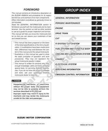 Suzuki AN650/A Service Manual (2003-2009) - Comprehensive Repair Guide