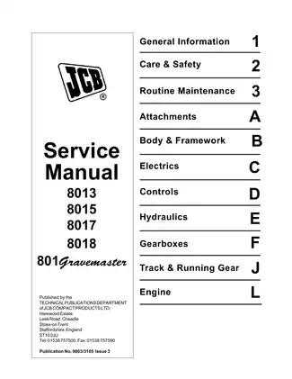 JCB 8013, 8015, 8017, 8018 excavator service manual Preview image 1